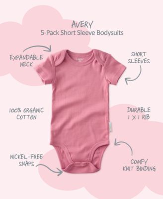 Baby Boys' or Girls' Short-Sleeve Bodysuit, 5-Pack