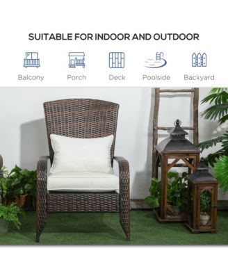 Patio Wicker Adirondack Chair with Soft Cushions,