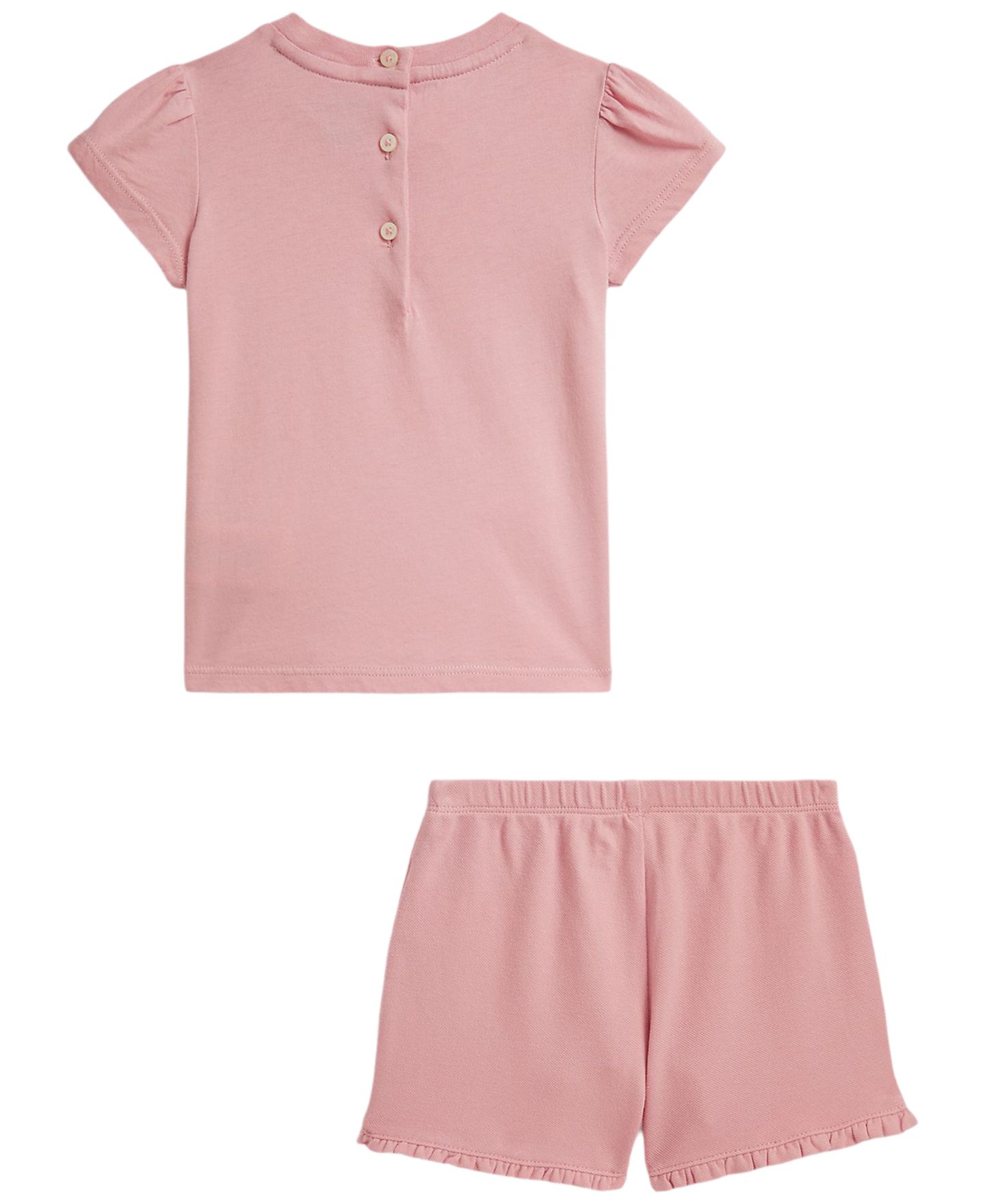 Polo Ralph Lauren Baby Girls' Polo Bear Jersey T-Shirt and Shorts, 2-Piece Set, цвет: Розовый — фото 2
