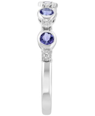 Emerald (3/8 ct. t.w.) & Diamond (0.02 ct. t.w.) Ring in Sterling Silver (Also Available in Tanzanite & Ruby)