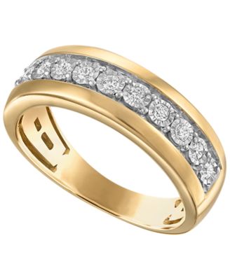 Men's Diamond (1/4 ct. t.w.) Ring in 14k Gold-Plated Sterling Silver