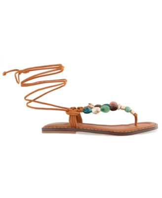 Women's Santiago Lace-Up Thong Flat Sandals