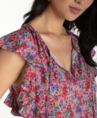 Women's Flutter-Sleeve Peplum Top