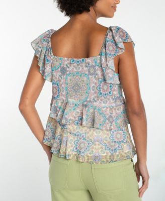 Women's Flutter-Sleeve Draped Blouse