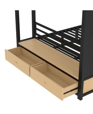 Queen Metal Bunk Bed with Storage for Teens