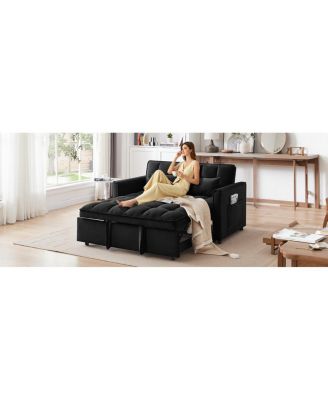 55-inch 3-in-1 Convertible Sofa Bed with Adjustable Back and Storage
