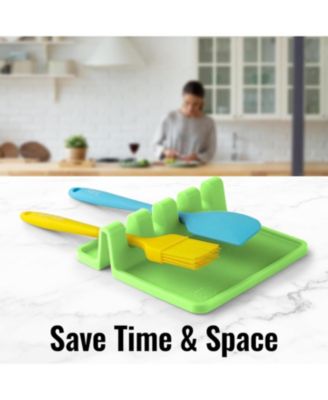 Silicone Kitchen Utensil Rest with Drip Pad for Multiple Utensils