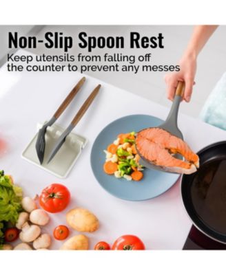Silicone Kitchen Utensil Rest with Drip Pad for Multiple Utensils