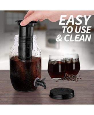 1.5L Cold Brew Coffee Maker with Glass Carafe & Stainless Steel Filter
