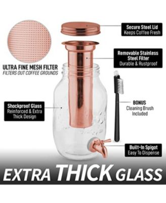 1.5L Cold Brew Coffee Maker with Glass Carafe & Stainless Steel Filter