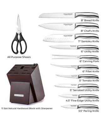 12 Piece Ultra Sharp Kitchen Knife Set with Block and Sharpener