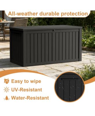 190 Gallon Patio Waterproof Resin Deck Box Lockable Outdoor Storage Garden Tools