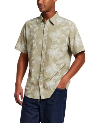 Men's Short-Sleeve Button Down 100% Cotton Print Shirt
