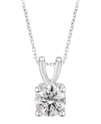 GIA Certified Diamond Solitaire 18" Pendant Necklace (1 ct. t.w.) in 14k White Gold