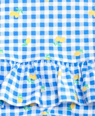 Baby Girls' 0M-24M Lemon-Print Gingham Sunsuit