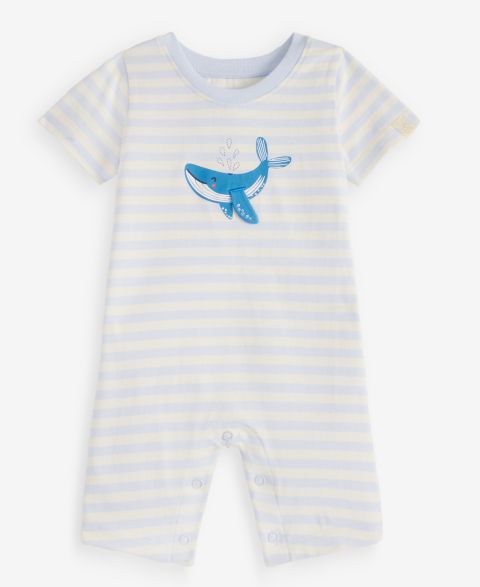 Детский хлопковый солнцезащитный костюм First Impressions Whale Stripe, 0-24 мес, цвет: Cielo