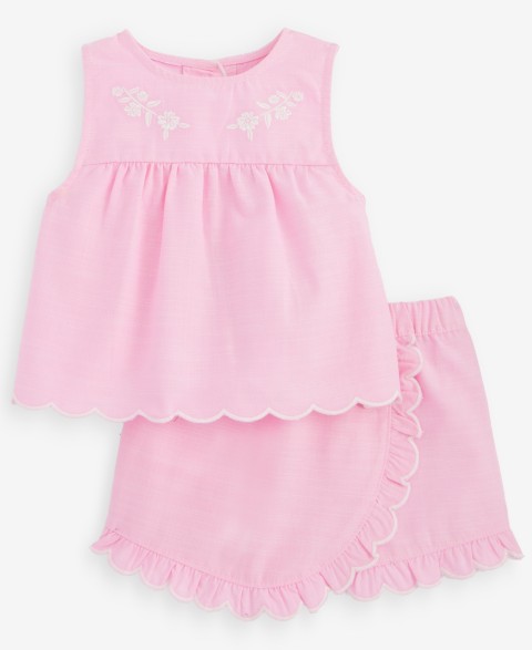 First Impressions Baby Girls' 3M-24M Cotton Scalloped Top & Skort, 2-Piece Set