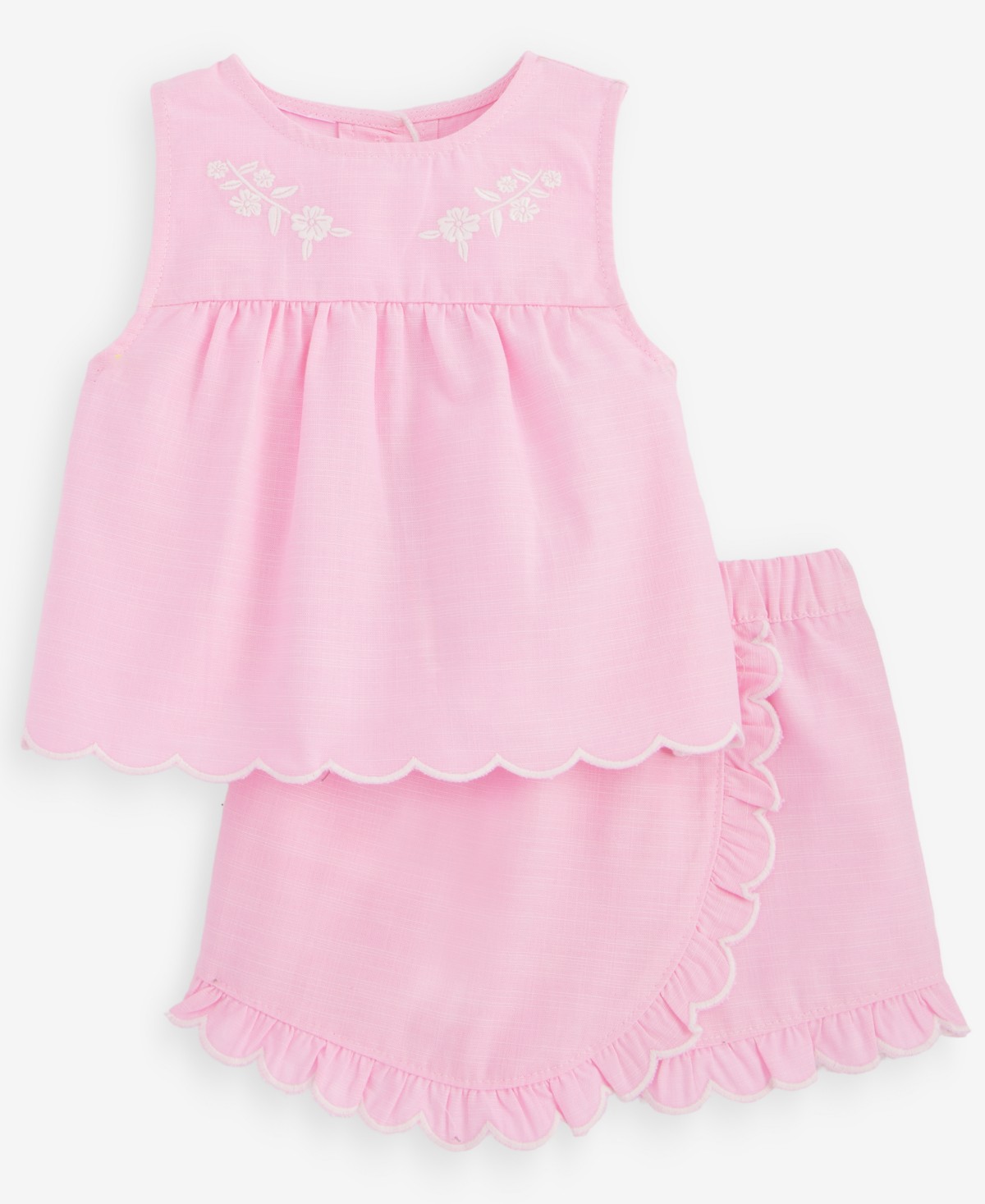First Impressions Baby Girls' 3M-24M Cotton Scalloped Top & Skort, 2-Piece Set — фото 1