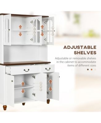 Dining Room Kitchen Hutch Storage Cabinet with Antique Details