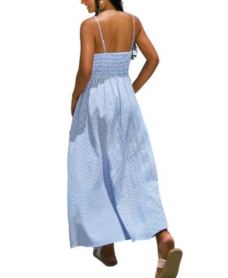 Women's Pucker Striped Maxi Beach Dress