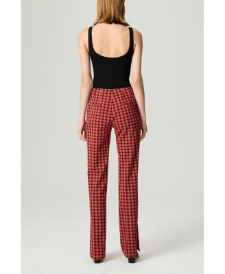 Women's Plaid Slit-Hem Pants