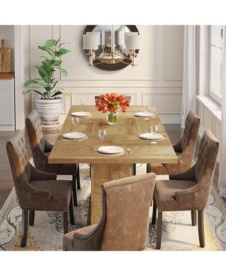 Rectangular Dining Table for 4 to 6 People, Wood Dinner Table for Kitchen