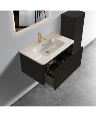 30 Floating Bathroom Vanity with Integrated Ceramic Sink,  Wall Mounted Bathroom Vanity without Faucet, Pre-assembled