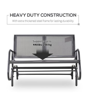 2-Person Outdoor Glider Bench, Patio Double Swing Rocking Chair Loveseat w/ Powder Coated Steel Frame