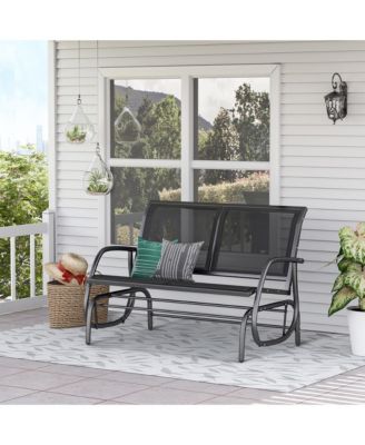 2-Person Outdoor Glider Bench, Patio Double Swing Rocking Chair Loveseat w/ Powder Coated Steel Frame