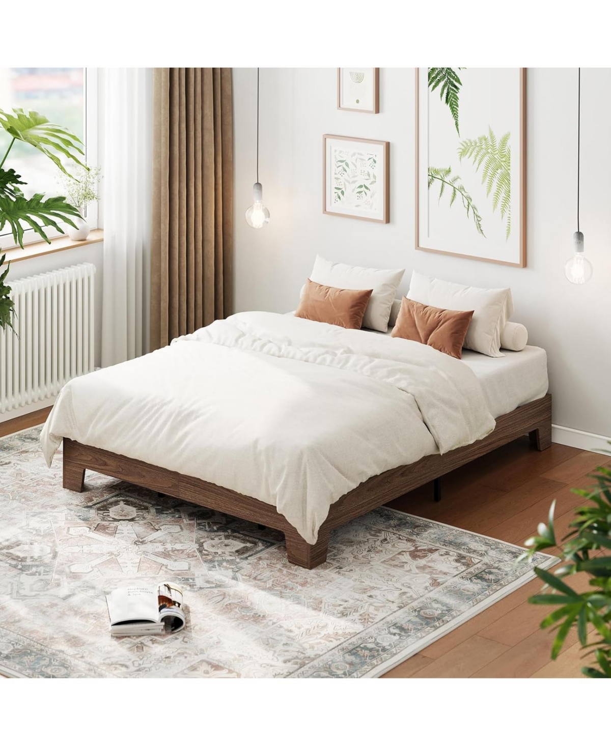 gaomon Bed Frame, Wooden Platform Minimalist with Wood Slats Support, Underbed Space for Storage, No Box Spring Required