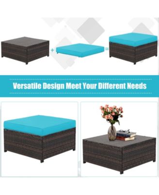 5PCS Outdoor Patio Rattan Conversation Sofa Furniture Set w/ Cushions