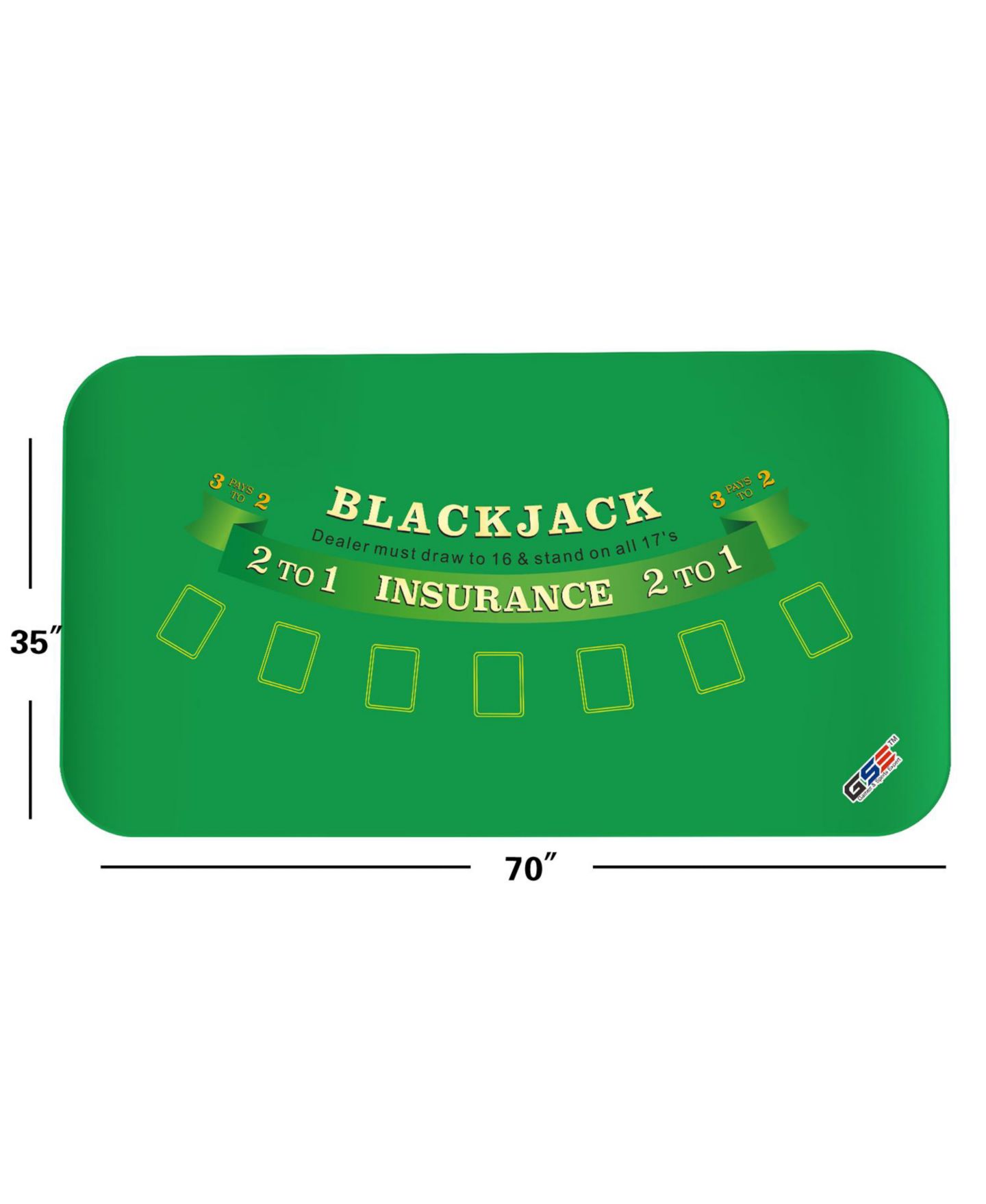 Детская игрушка GSE Games & Sports Expert Blackjack Casino Rubber Tabletop Layout Mat, 70" x 35", CS-2000, Ages 15+ — фото 2