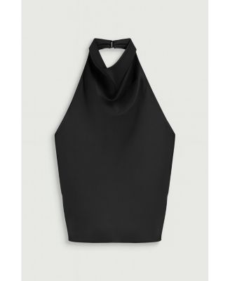 Women's Satin Halter-Neck Draped Top