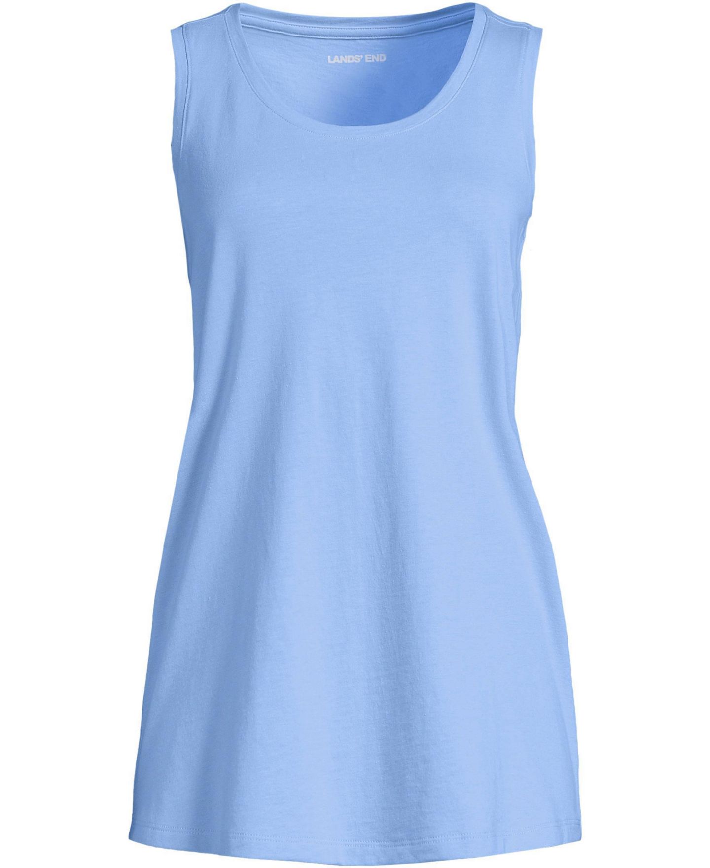 Женский топ Lands' End Supima Cotton Tunic Tank Top, цвет: Прозрачный синий небесно-голубой — фото 3