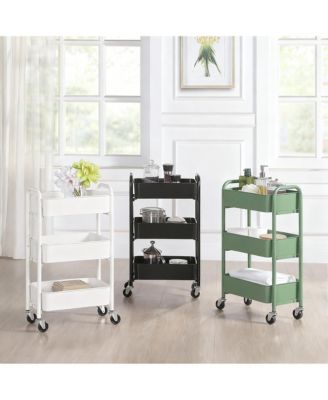 3-Tier Compact Rolling Storage Cart - Under Desk Use, 100 lbs Capacity