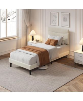 Twin Size Bed Frame with Headboard, Velvet Upholstered Platform Bed Frame No Box Spring Needed with Under-Bed Storage