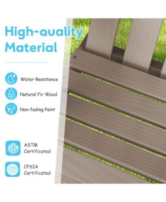 2-Seat Adirondack Chair for Kids Solid Wood Loveseat Backrest Arm Rest Patio