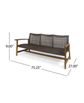 Acacia Wood Wicker Outdoor Sofa 3-Seater Patio Conversation Set