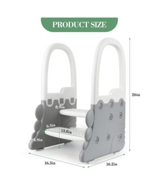 2-in-1 Toilet Seat with Step Stool, Potty Chair Attachment, Adjustable Seat and Step Ladder