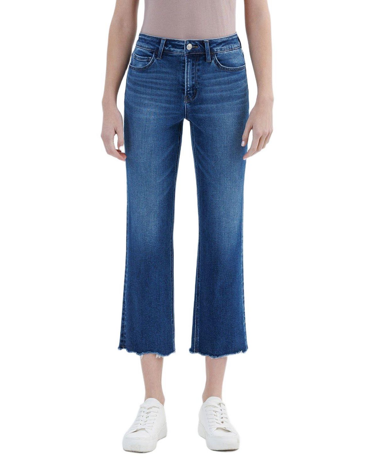Vervet Women's High Rise Uneven Hem Crop Straight Jeans view 1 — MAYCSS fashion products