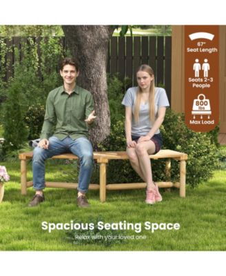 Patio Curved Bench for 2-3 People Outdoor Loveseat for Backyard Garden