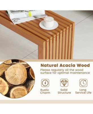 2 PCS 36 Inch Patio Bench All-Slat Acacia Wood Loveseat for 2 People 800 lbs Capacity