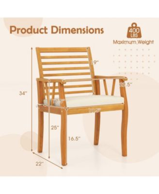 2-Piece Patio Dining Chair Set in Acacia Wood with Armrests
