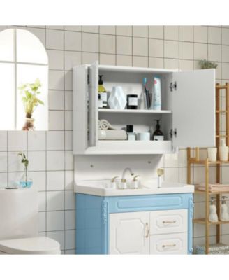 Bathroom Mirrored Medicine Cabinet, 2-Door Wall Mount