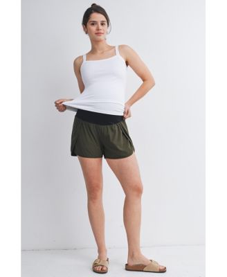 Women's Maternity Over-the-Belly Active Shorts with Built-In Liner