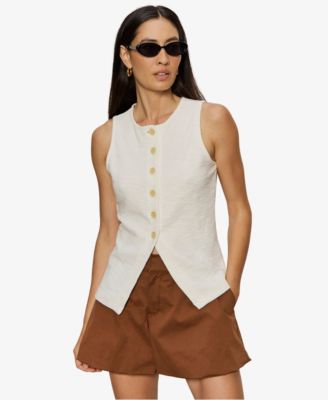 Women's Crewneck Button-Front Knit Vest