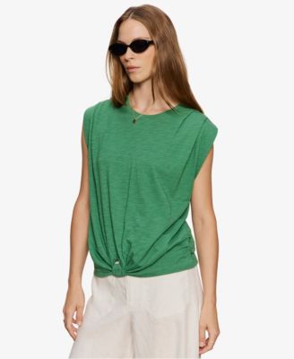 Women's Knot-Front Crew Neck Muscle Tee