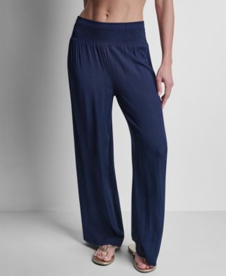 Women's Smocked-Waist Cover-Up Pull-On Pants