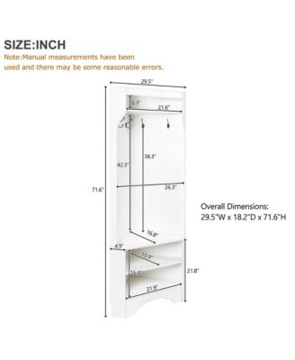 Corner Hall Tree - Versatile Entryway Coat Rack with 4 Hooks and Adjustable Shoe Shelf for Living Room, Hallway