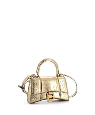 XS Hourglass Top Handle Bag Embossed Leather